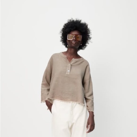 ZARA RUSTIC FRAYED TOP - Picture 1 of 1